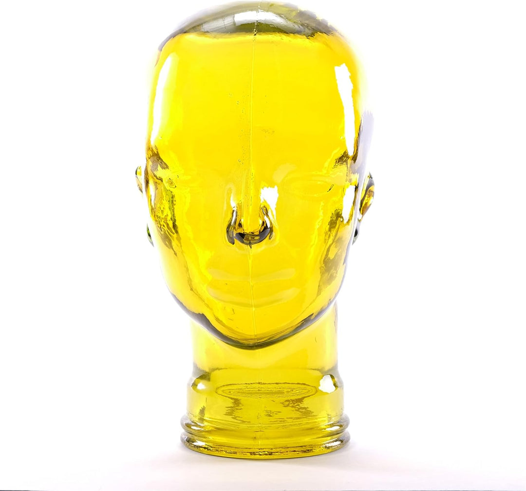 DESIGN DELIGHTS KOPFHÖRERSTÄNDER | Glas, Transparent Gelb | Deko Kopf, Glaskopf, Headset Halter, Ret