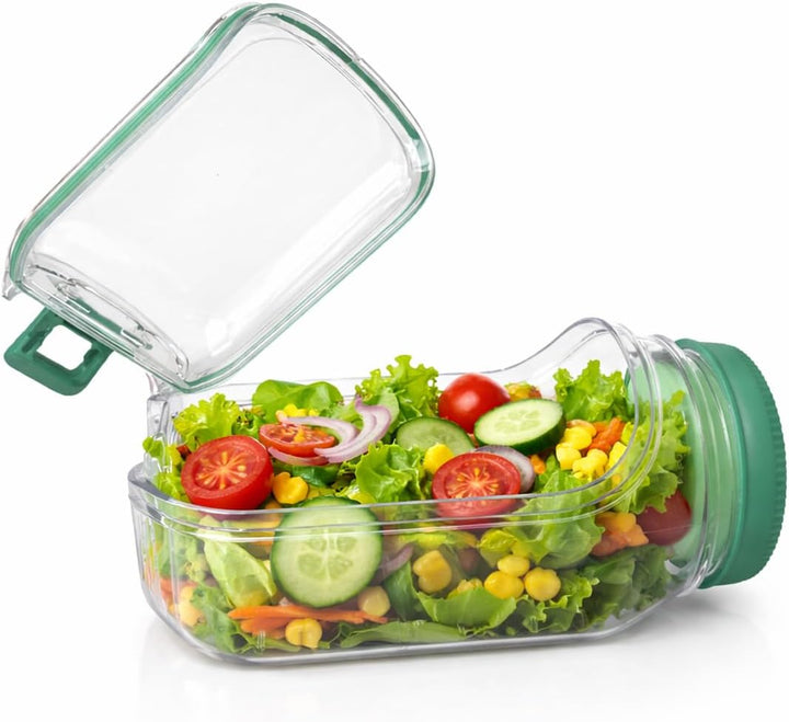 Salat Box To Go Meal Prep Bento Box Lunchbox Salat Pod mit Dressing Dose mit Deckel Bowls Grün, Gr&amp;