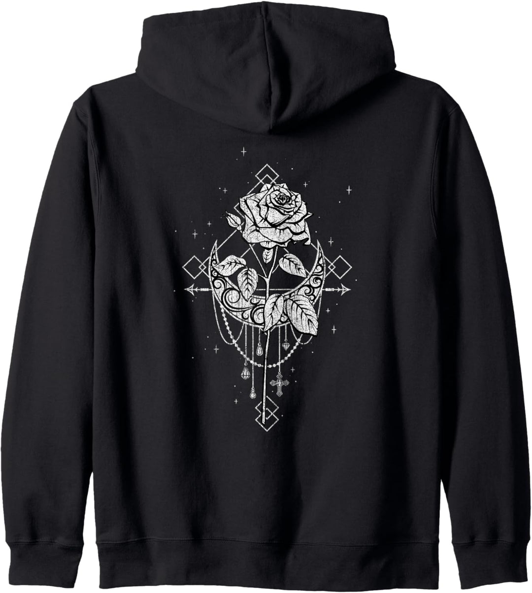 Gothic Geschenk Hexe Wicca Mond Rose Vintage Okkult Kapuzenjacke
