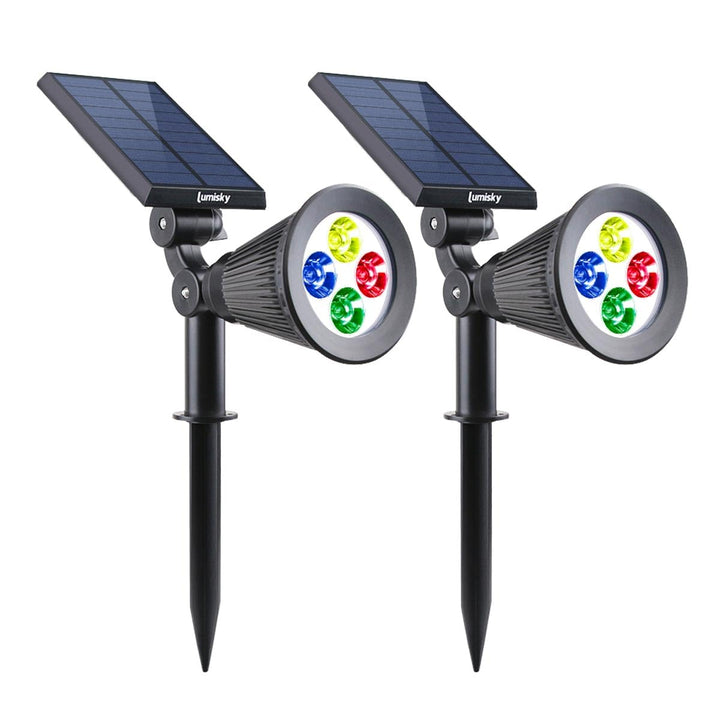 2er Set Solar Strahler 100LM 2x SPIKY C34 2 Stück Rgb, 2 Stück Rgb