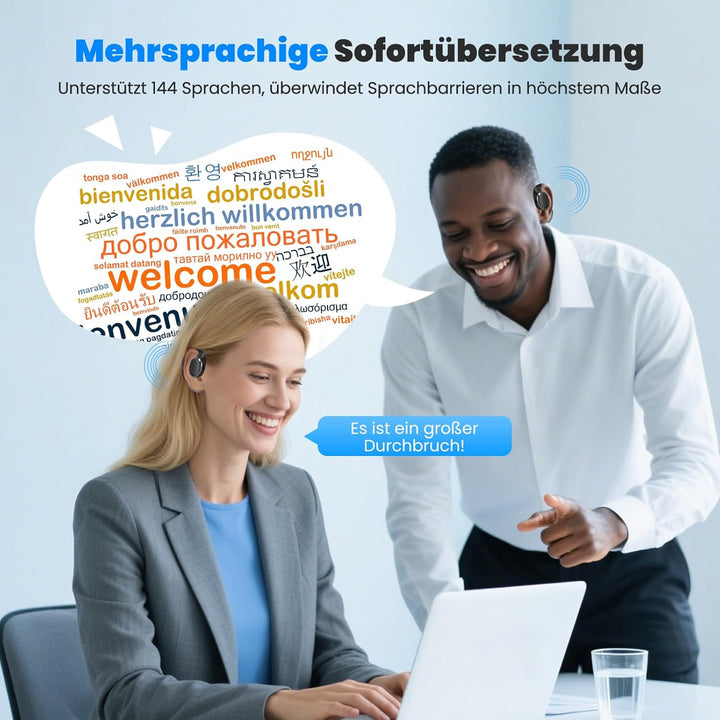 AI Übersetzer Kopfhörer mit Echtzeit-Übersetzung in 144 Sprachen, Bluetooth Kopfhörer mit HD-Stereo-