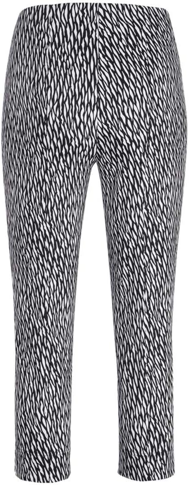 Stehmann-Loli-602, Schmale Pull-On Jacquardcaprihose mit Schlitz an der Seitennaht 46 Schwarz, 46 Sc
