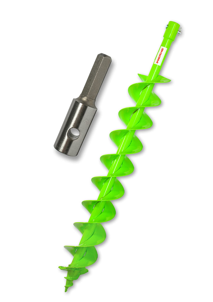 WERHE® Profi Bohrer VollStahl, Erdbohrer für bohrmaschine 100 mm Doppel-Welle extrem robust mit Hex