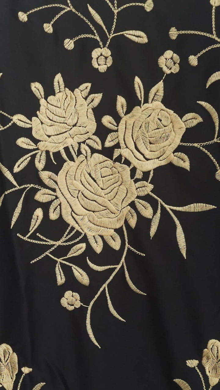 Dreieckiger bestickter Schal mit Fransen, 150/100/20 Schwarz / Gelb, Schwarz / Gelb