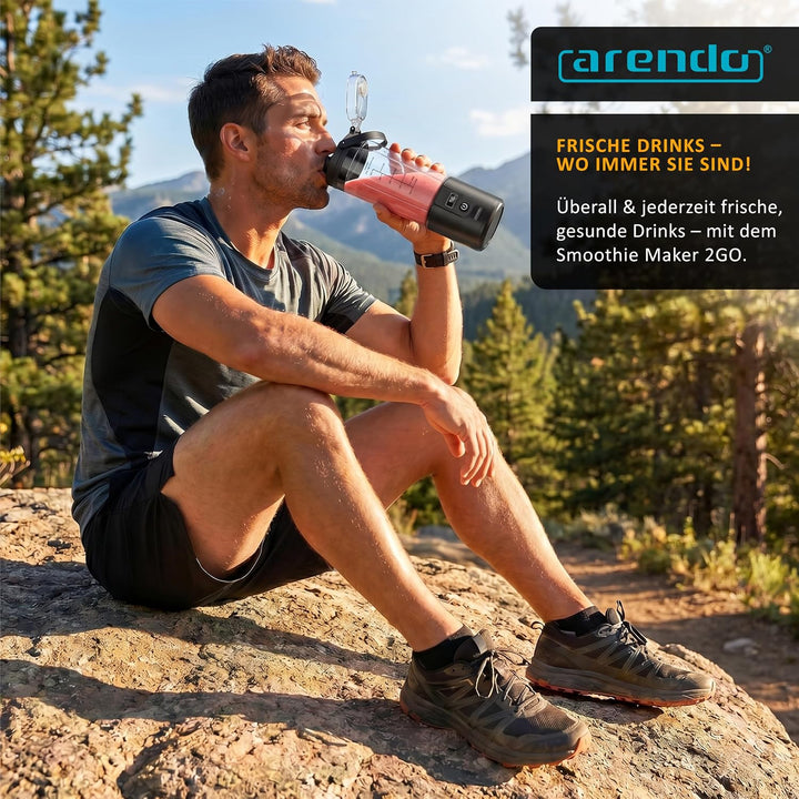 Arendo - Smoothie Maker to Go - Eiweiss Shaker elektrisch 450ml – Protein Shaker mit Akku - BPA frei