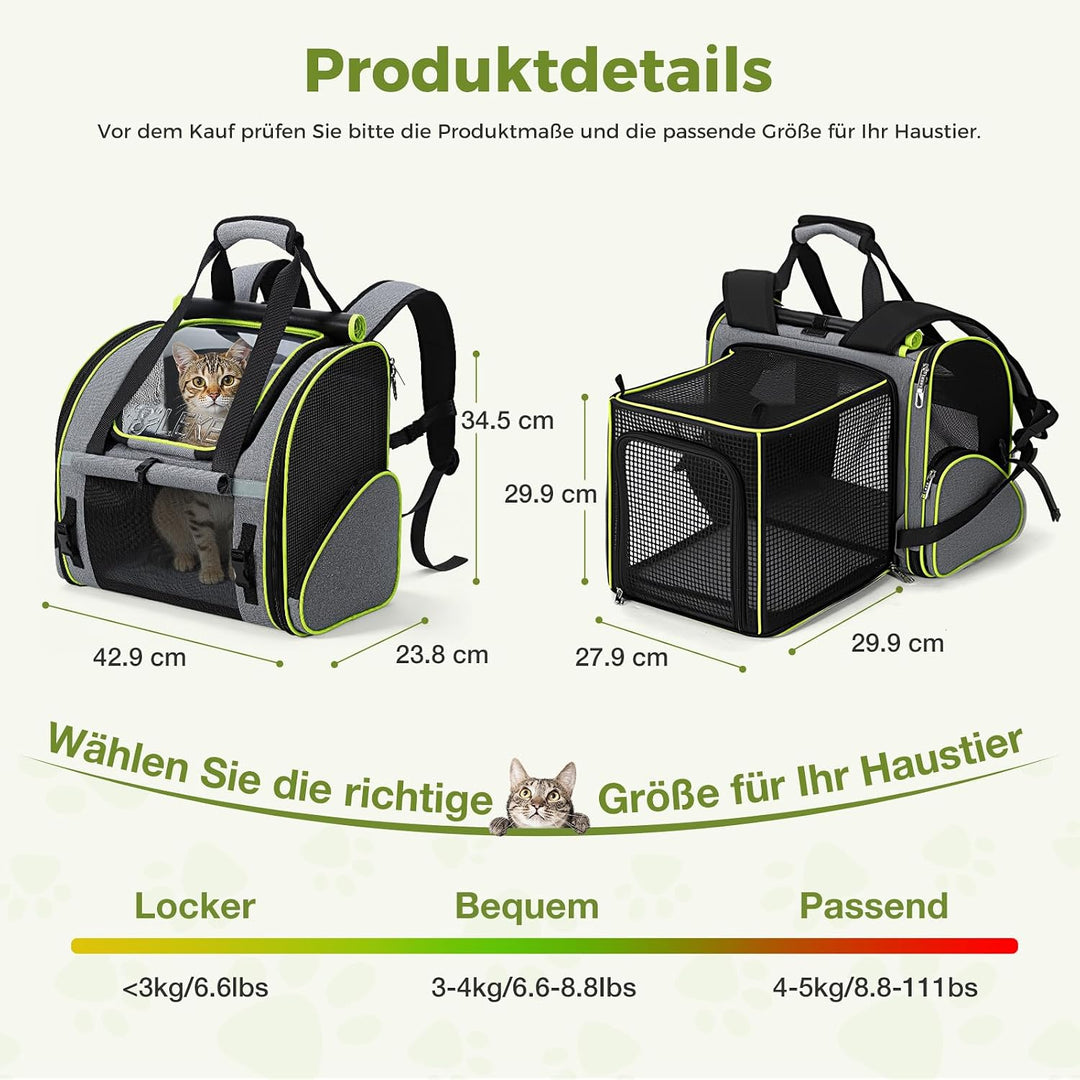 Lekesky Katzenrucksack Bubble Haustier Rucksack mit Netzfenster, Hunderucksack Erweiterbar Tragbare