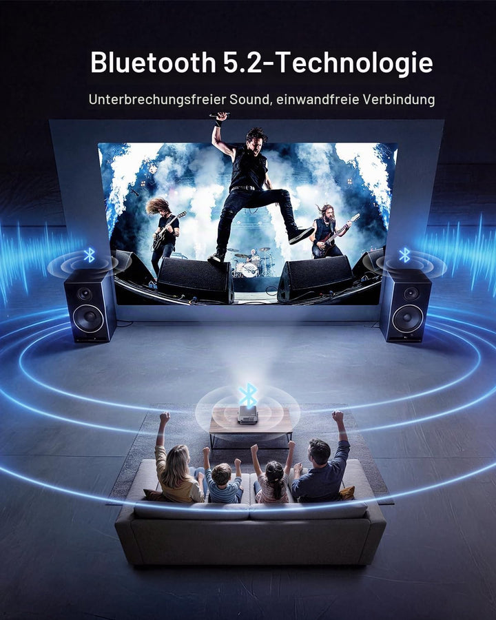 Smart Beamer [Google TV Stick ], 3000ANSI Projektor 4K Heimkino mit Netflix - Auto-Objektivabdeckung