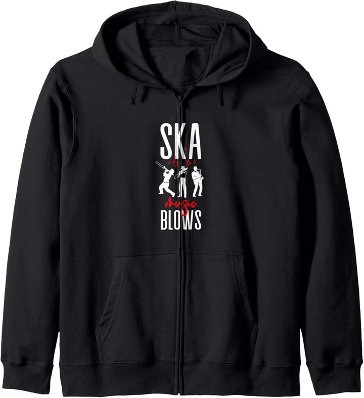 Ska Music Blows Punk Reggae Retro Schwarz Rot Graphic Art Kapuzenjacke