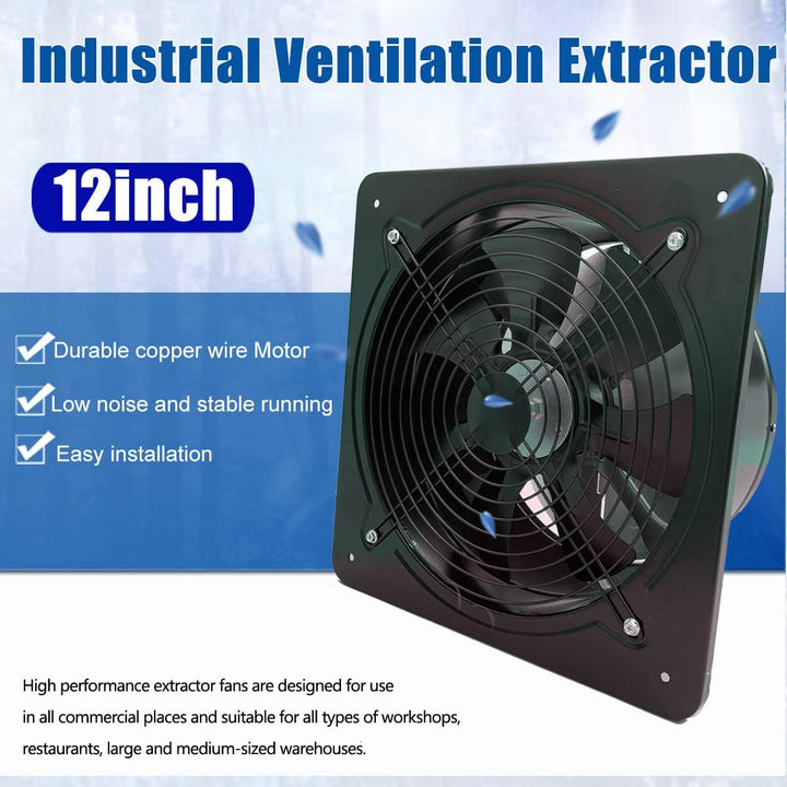 ECUTEE 120W 12" Axiallüfter 2650 m³/h Abluftventilator 300mm Axialventilator Küchenabluftventilator