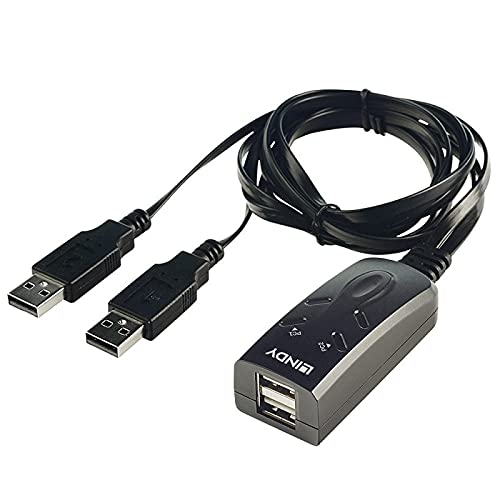 LINDY 2 Port USB KM Switch, KM Tastatur &amp; Maus Switch USB für 2 Rechner, KM Tastatur &amp; Maus Switch U
