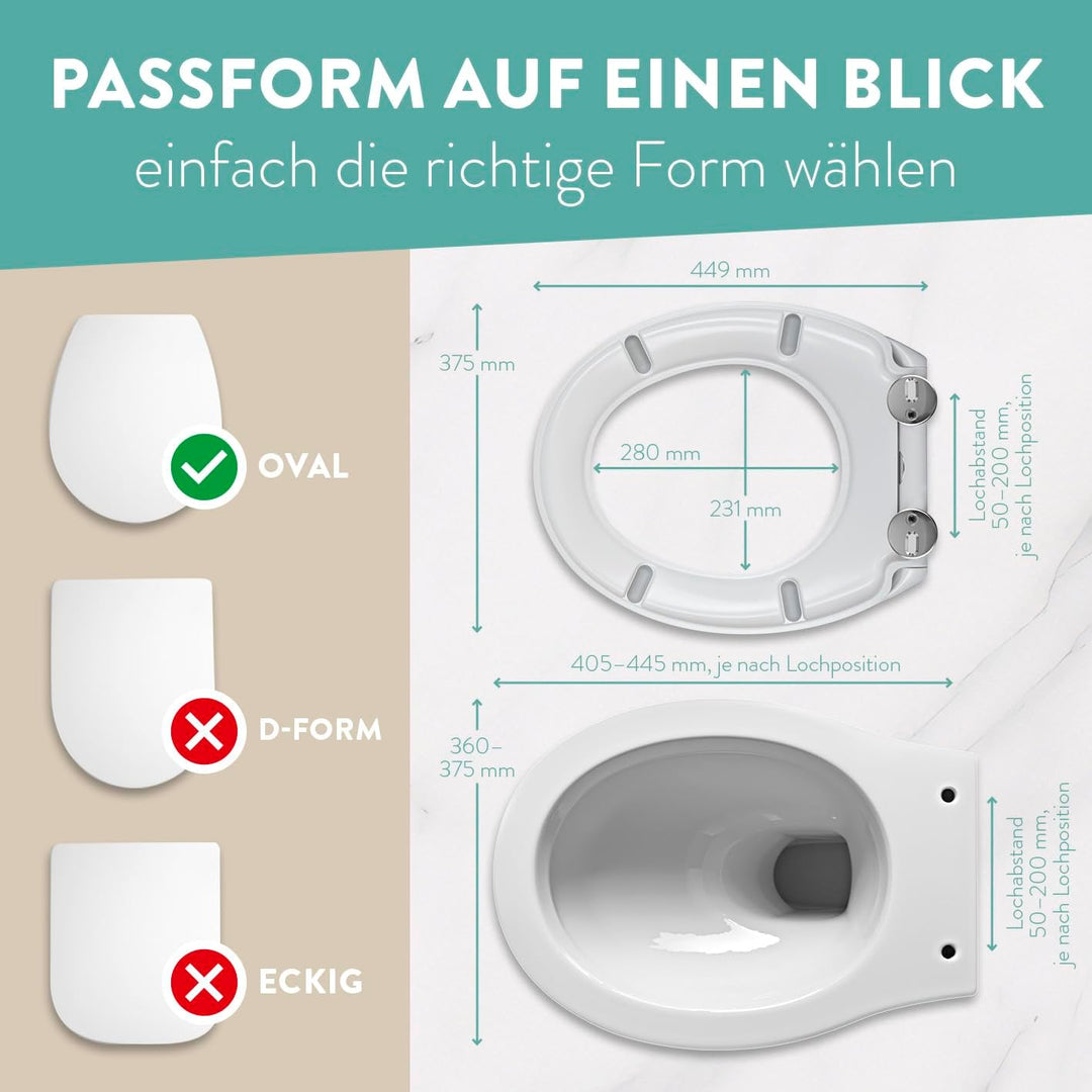 Benkstein® Premium Toilettendeckel antibakteriell oval weiss. Klodeckel mit Quick-Release-Funktion u