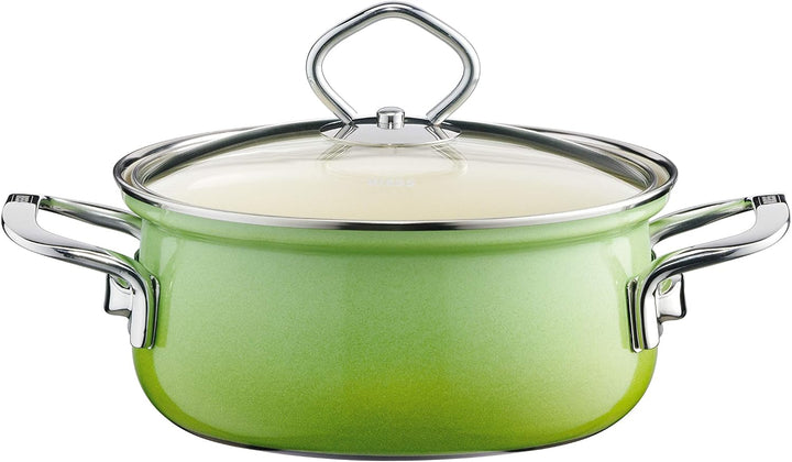 Riess, 0584-036 Topfset 5-tlg. SMARAGD bestehend aus 2 x Fleischtopf mit Glasdeckel (16 und 20 cm),