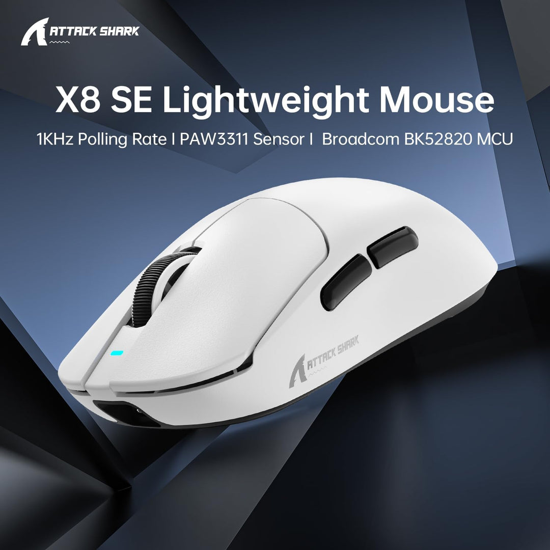 ATTACK SHARK X8SE Mouse for Large Hand, 55g Superlight, PixArt PAW3311 Gaming Sensor, BT/2.4G Wirele