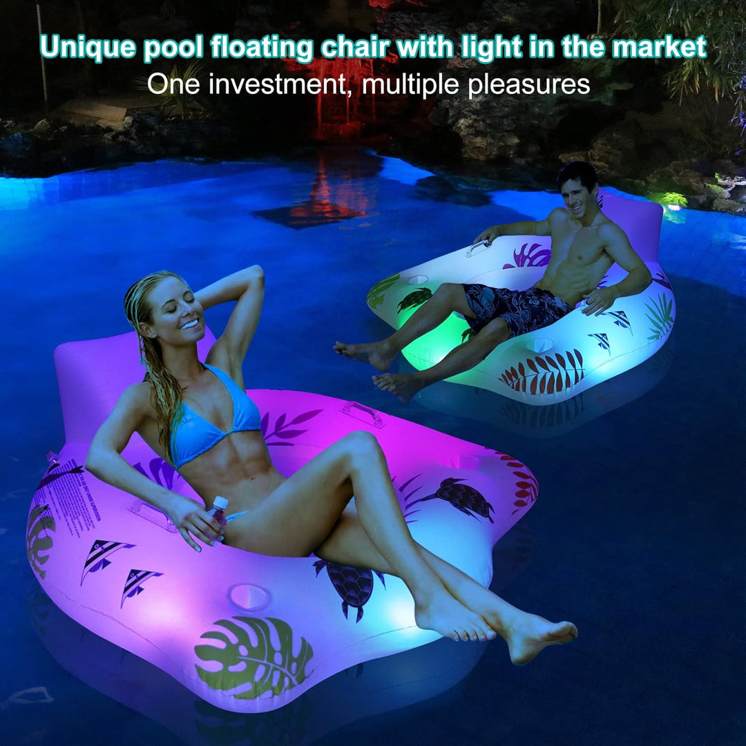 LanBlu Aufblasbarer Pool Luftmatratze Schwimmsessel mit Farbe Wechselnden Licht, Solarbetriebene Luf
