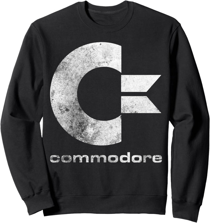 COMMODORE - C64 - Grossbuchstabe Stone Washed Grunge Effect Sweatshirt