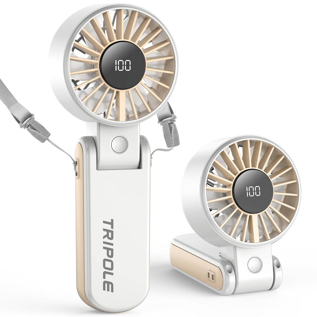 TriPole Handventilator, tragbarer USB Ventilator, 5 Geschwindigkeiten, starker Luftstrom, LED-Anzeig