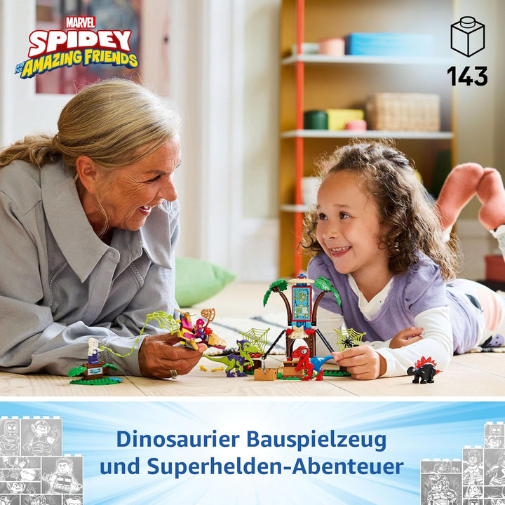 LEGO Marvel Showdown am Baumhaus: Spidey-Rex vs. Gobby-Raptor, BAU- und Spielset mit Dinos, Geschenk