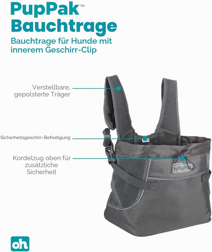 Outward Hound PupPak Hunde-Tragetasche, Grösse M, Grau PupPak Frontträger Medium grau, PupPak Frontt
