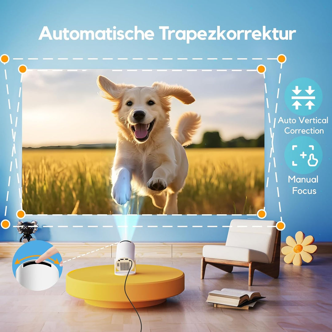 Mini Beamer Unterstützt 1080P [Android 11 &amp; Auto Trapezkorrektur] AKIYO O2 Smart Projektor mit WiFi