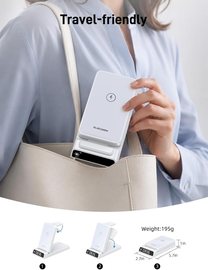 Wireless Charger für Samsung Ladestation 3 in 1 mit Uhr für Samsung Galaxy S26/S25/Z Fold 7/Flip 7/B