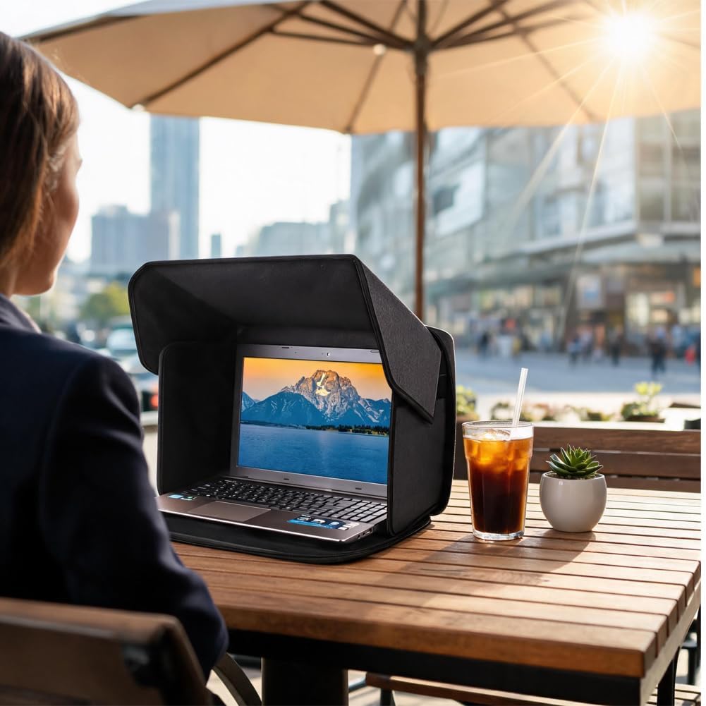 CEWROM Laptop-Sonnenschutz, Klappbare 2-in-1 Laptoptasche, Universal Sonnenblende Sichtschutzhaube f