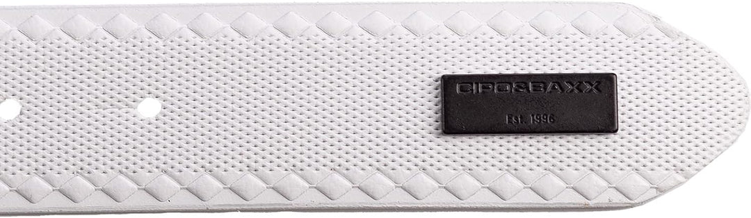 Cipo &amp; Baxx Herren Gürtel Cooles Stylisches Modernes Design 90 Weiss - 19, 90 Wei&amp;