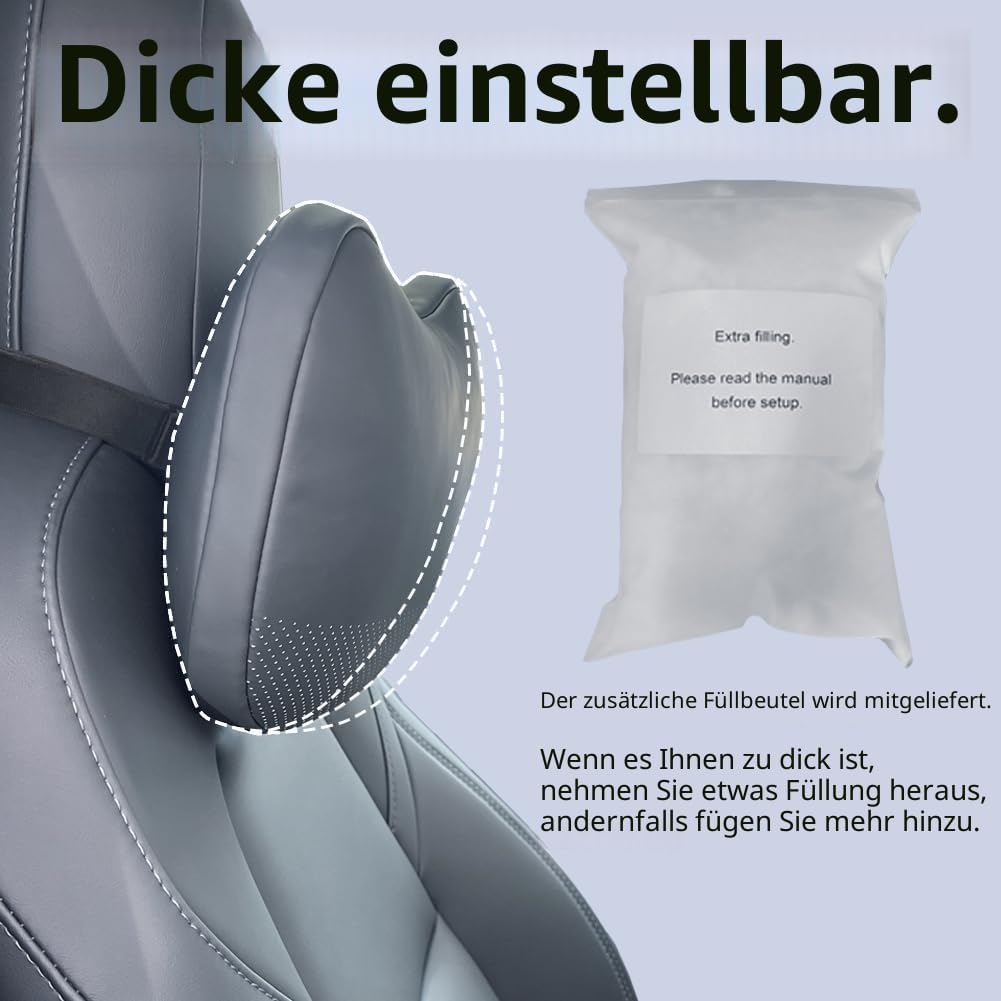 TESBEAUTY Upgraded Auto Kopfstützenkissen 2 Packungen Echtes Nappaleder Auto Nackenkissen Tesla Mode