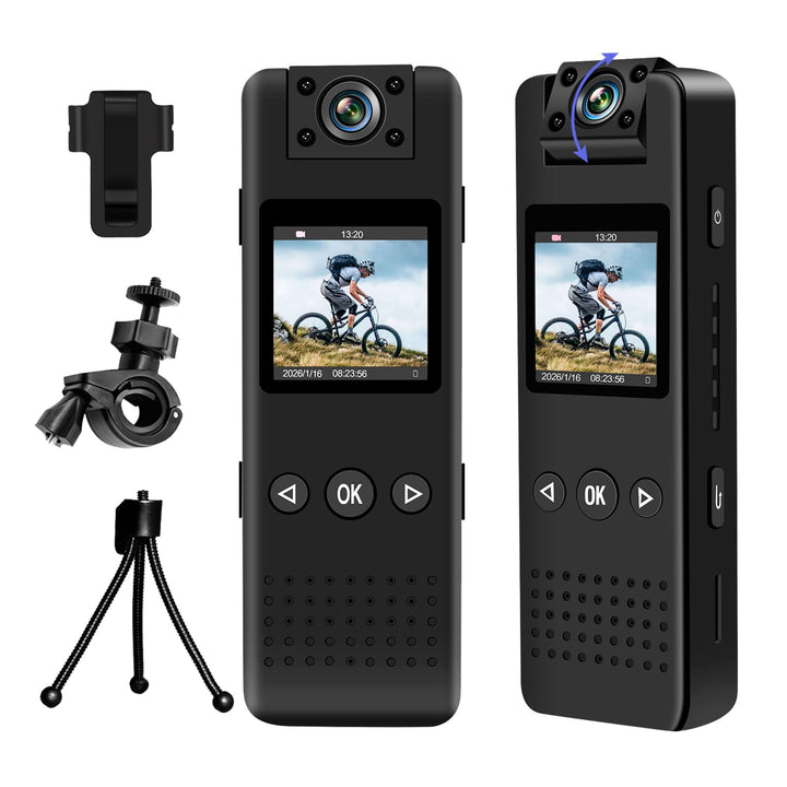 cyi Mini Action Kamera, Tragbare Body Camera mit 180° Drehbarem Objektiv, FHD Körperkamera Mini mit