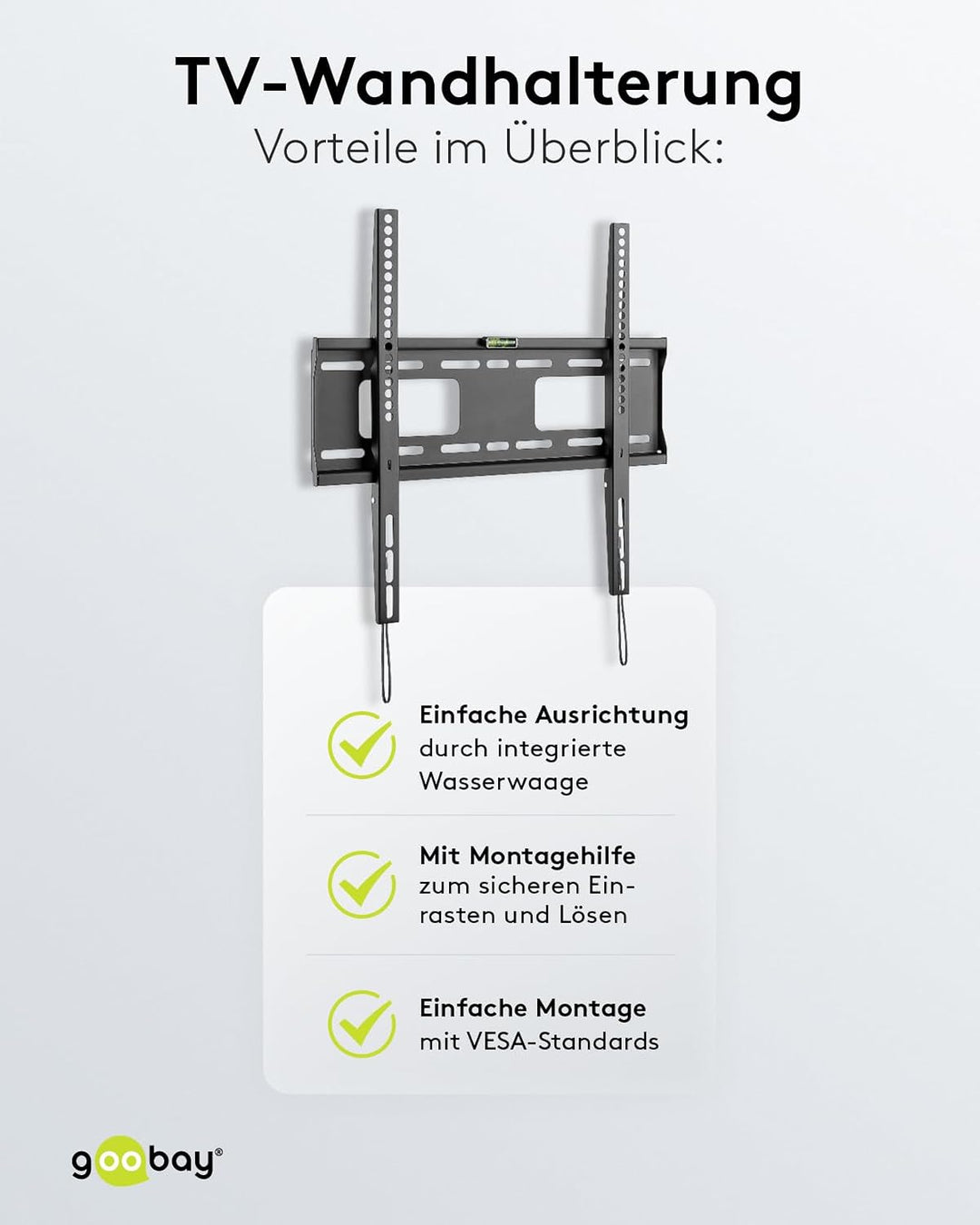 goobay 49890 TV-Wandhalterung Pro Fixed (M), 32" bis 55" (81-140 cm), 50 Kg, einfache &amp; sichere Befe