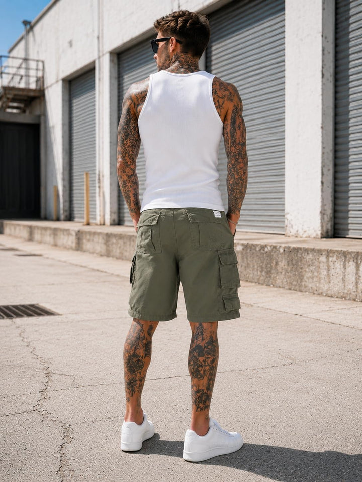 Trooper Herren Cargo Shorts Lightning Edition Bermuda Kurze Hose Vintage (S-7XL) S Oliv, S Oliv