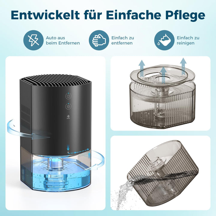 AROEVE Luftentfeuchter 990ml, Kleiner Elektrischer Raumentfeuchter | 7-Farben-Licht, Auto-Abschaltun