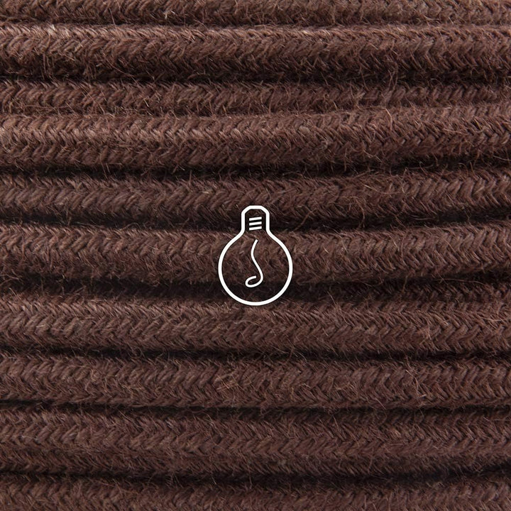 Amarcords - Textilkabel für Lampen BRAUN, rund, Jute, 20 Meter, mit Erdung 3x0,75 - Stoffkabel mit f