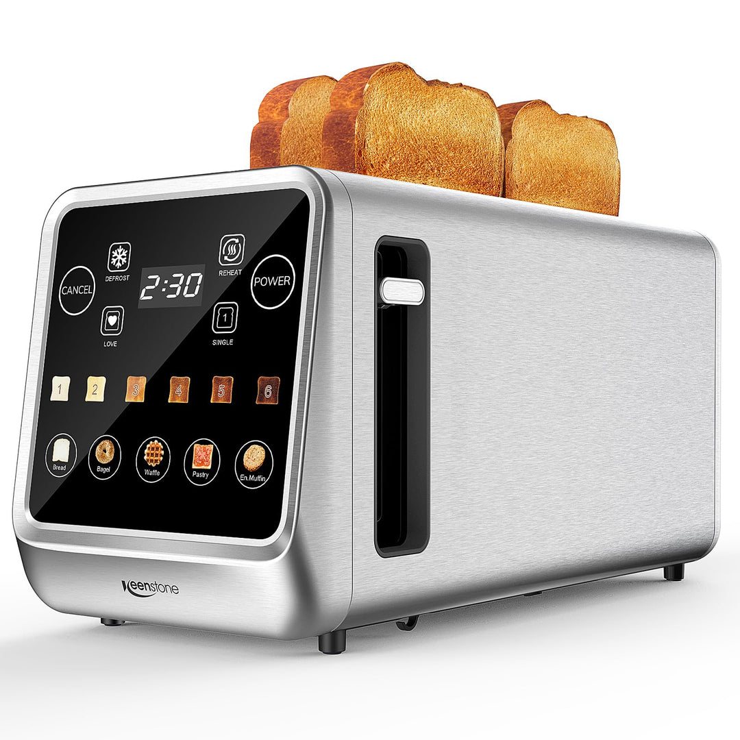 Keenstone Toaster 4 Scheiben, LED Display Touchscreen mit Memory-Funktion, Single-Slice-Technologie,