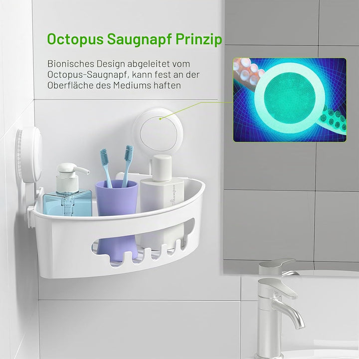 ilikable Aufbewahrung Saugnapf,Duschkorb Ohne Bohren Eckregal,1000 Mal Wiederverwertbar Dusch Ablage