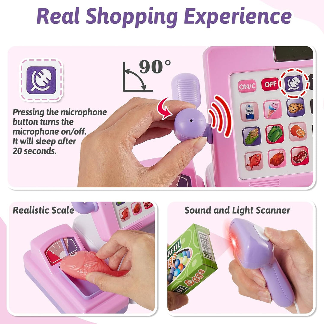 Kinder Kasse Spielzeug mit Scanner und Sound Moderne Supermarktkasse Kinder Rollenspiele Supermarkt