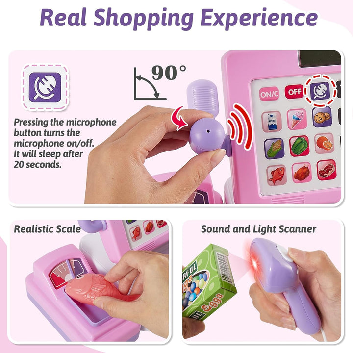 Kinder Kasse Spielzeug mit Scanner und Sound Moderne Supermarktkasse Kinder Rollenspiele Supermarkt