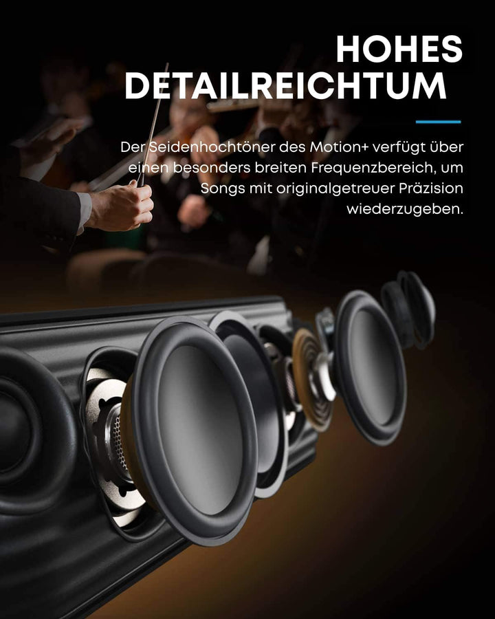 Soundcore Motion+ Bluetooth Lautsprecher mit Hi-Res 30W Audio, Intensiver Bass, Kabelloser HiFi Laut