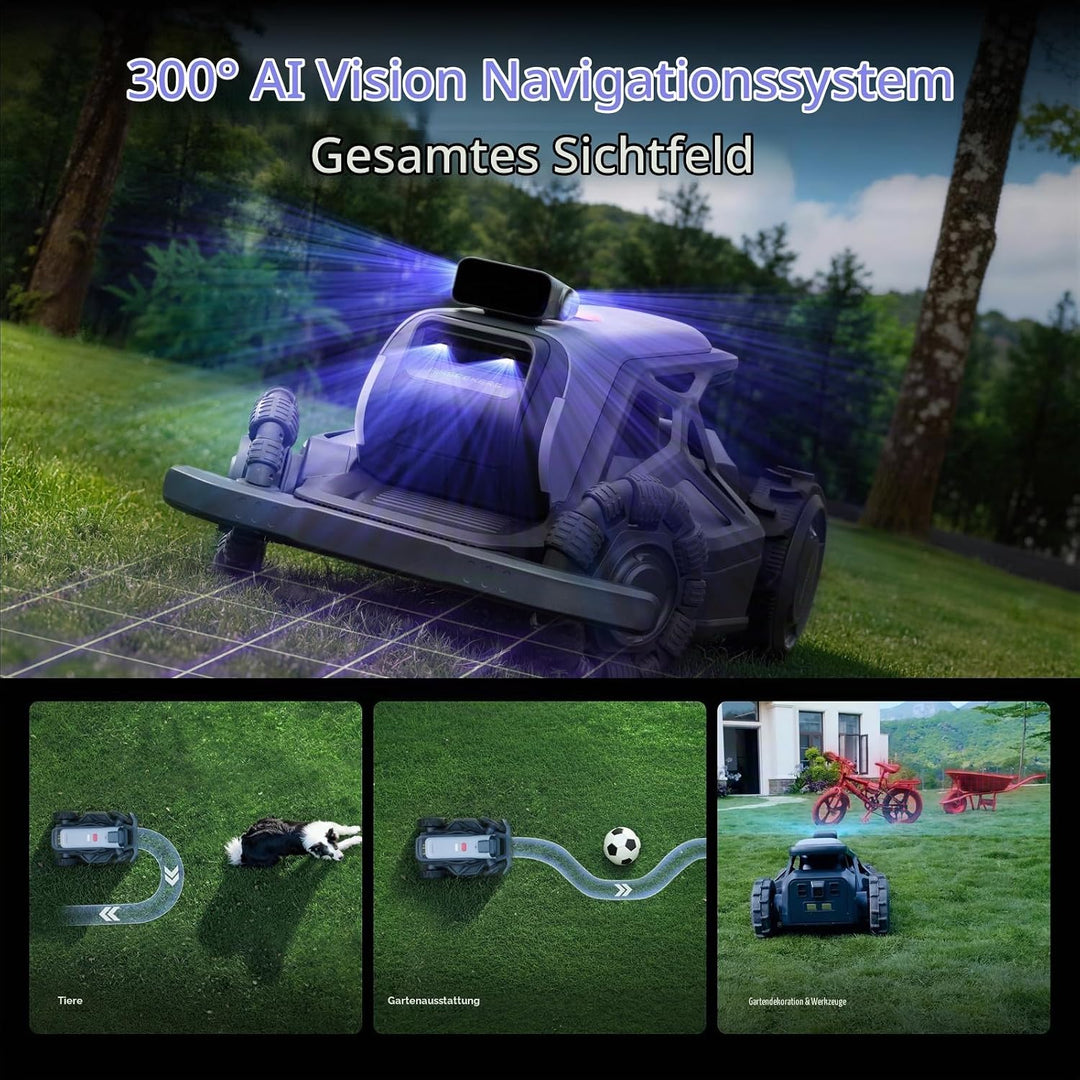 TRON Mähroboter ohne Begrenzungskabel für 2400 m² | AI Navigation VSLAM + NRTK Haute Précision, Zéro