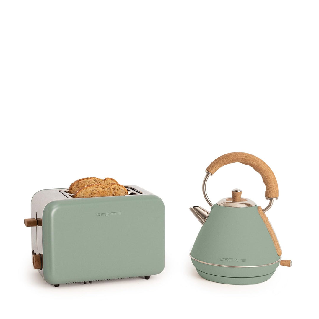 CREATE/PACK TOAST RETRO + KETTLE RETRO M/Toaster Grün-Sage mit Wasserkocher Grün-Sage/Wasserkocher 1