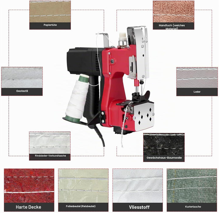 Kotsy sacknähmaschine 220 V Tragbare Nähmaschine für 2 Sekunden/Sack,Sacknähmaschine für Taschen/Sto