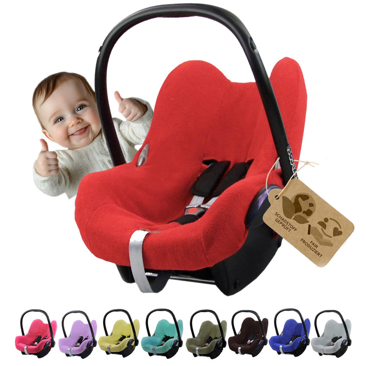 Frottee Sommerbezug [Schonbezug für Babyschale] Autositz kompatibel mit Maxi Cosi Cabrio Fix + GRATI