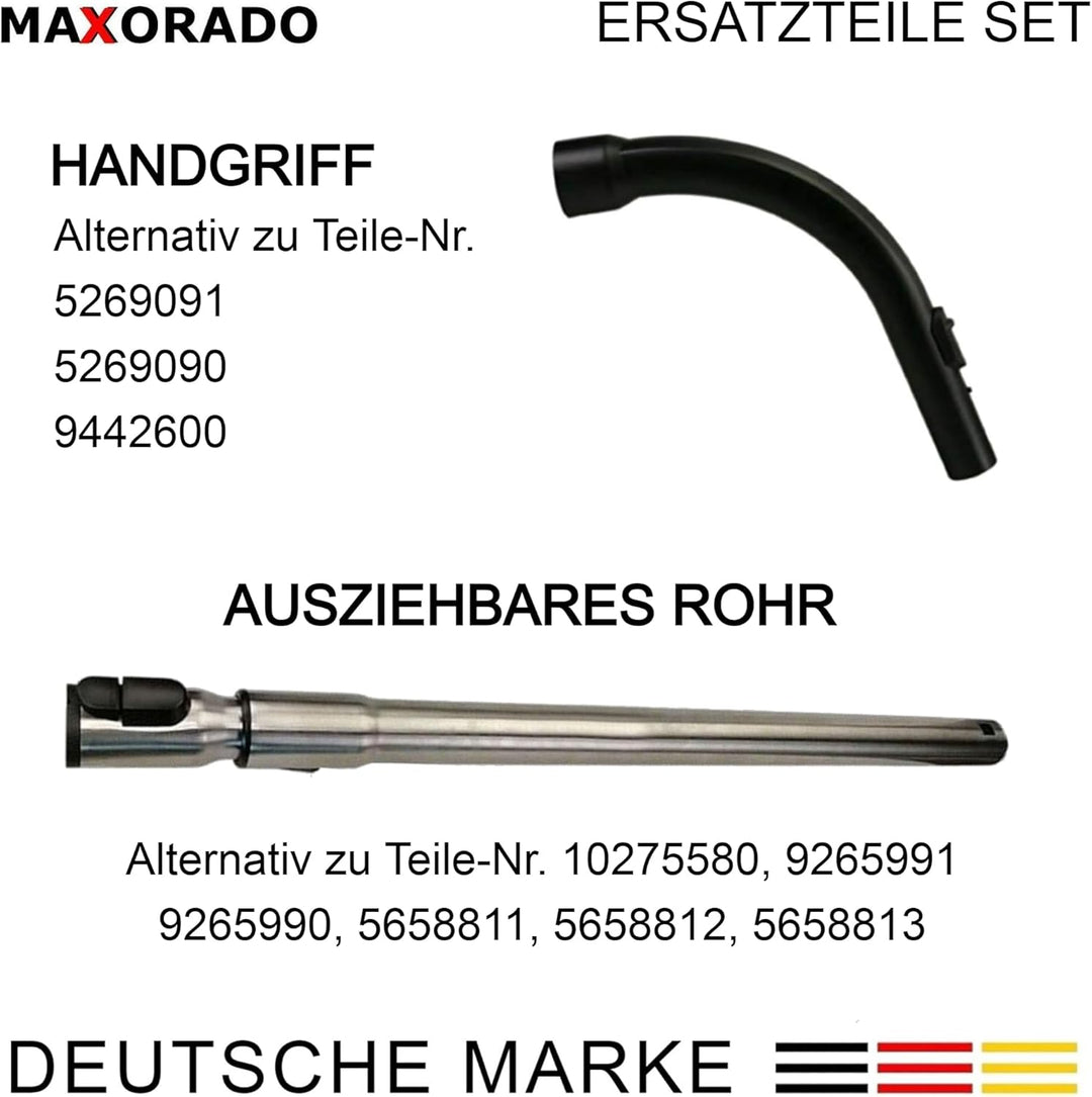 Teleskoprohr mit Einrastfunktion + Handgriff Griff passend für Miele S8340 S8320 S8310 S8350 S8360 S