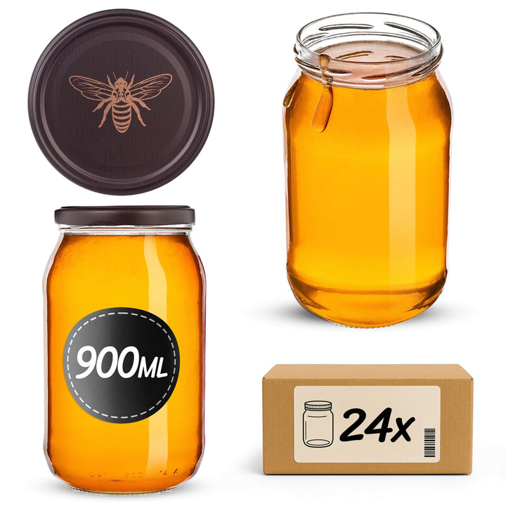 KADAX Einmachgläser 900ml TO82, Grosse Sturzgläser mit Schraubdeckel, Einkochgläser Fermentierglas f