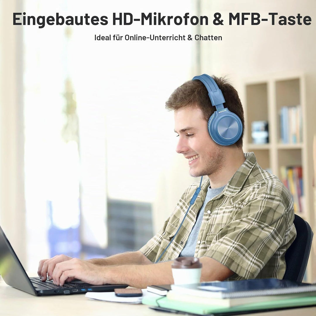 SIMOLIO Kinder-Kopfhörer mit Mikrofon und Lautstärkeregelung, faltbar, kabelgebunden, Stereo, 3,5 mm