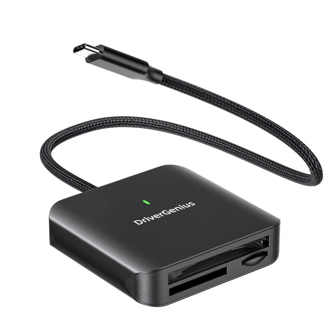 DriverGenius 3-in-1 USB-C CFast2.0 Kartenleser - mit UHS-II SD/microSD4.0-Slots, Kabellänge 30cm, HB