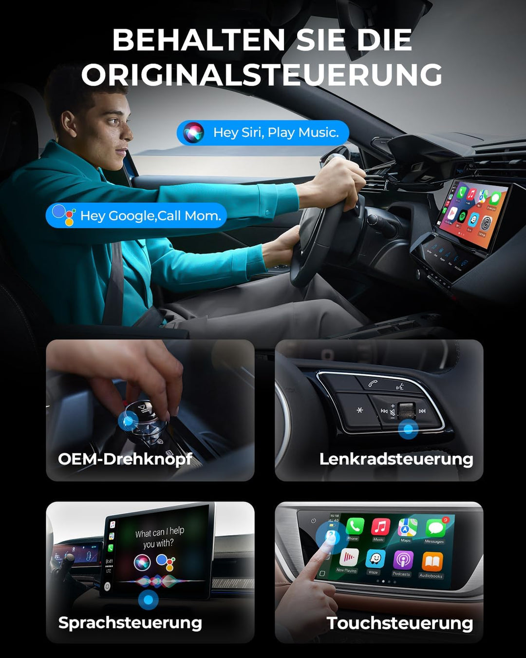 AuroraLink Wireless Carplay &amp; Android Auto Wireless Adapter 2 in 1 Fast &amp; Stabiler Carplay Wireless