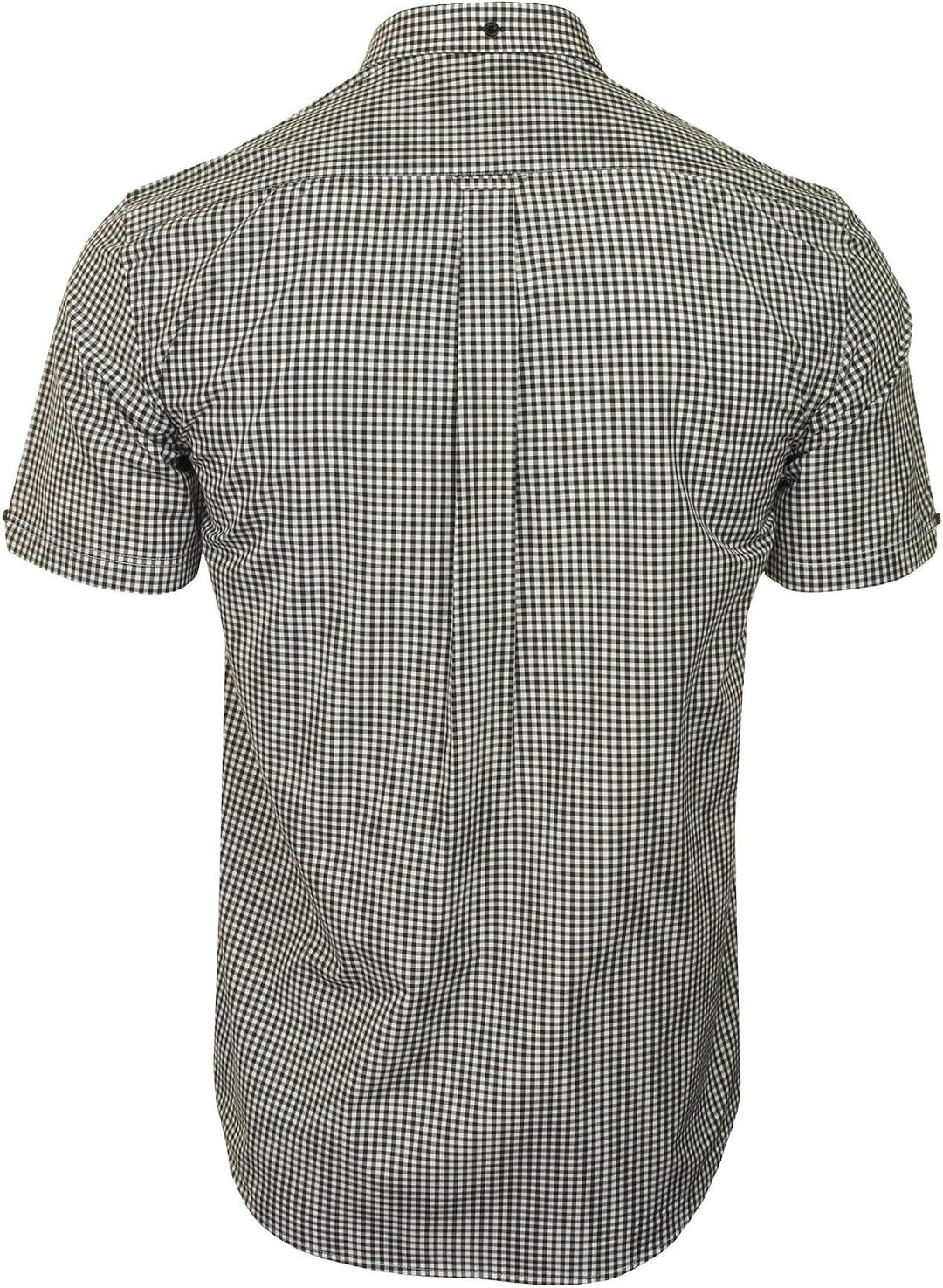 Xact Herren Kurzarmhemd mit Gingham-Karo, Button-Down-Kragen, Normale Passform M Black/ White, M Bla