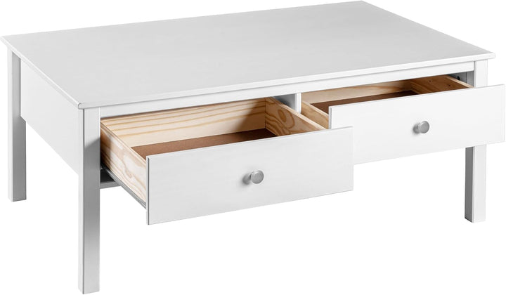Inter Link Couchtisch aus Kiefer Massivholz mit Schublade – Wohnzimmertisch – Robuster Sofatisch mit