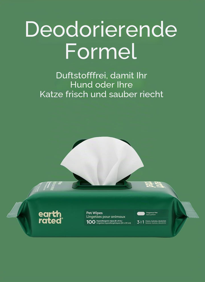 Earth Rated Feuchttücher für Hunde, neues aussehen, dicke Pflegetücher auf pflanzlicher Basis zur ei