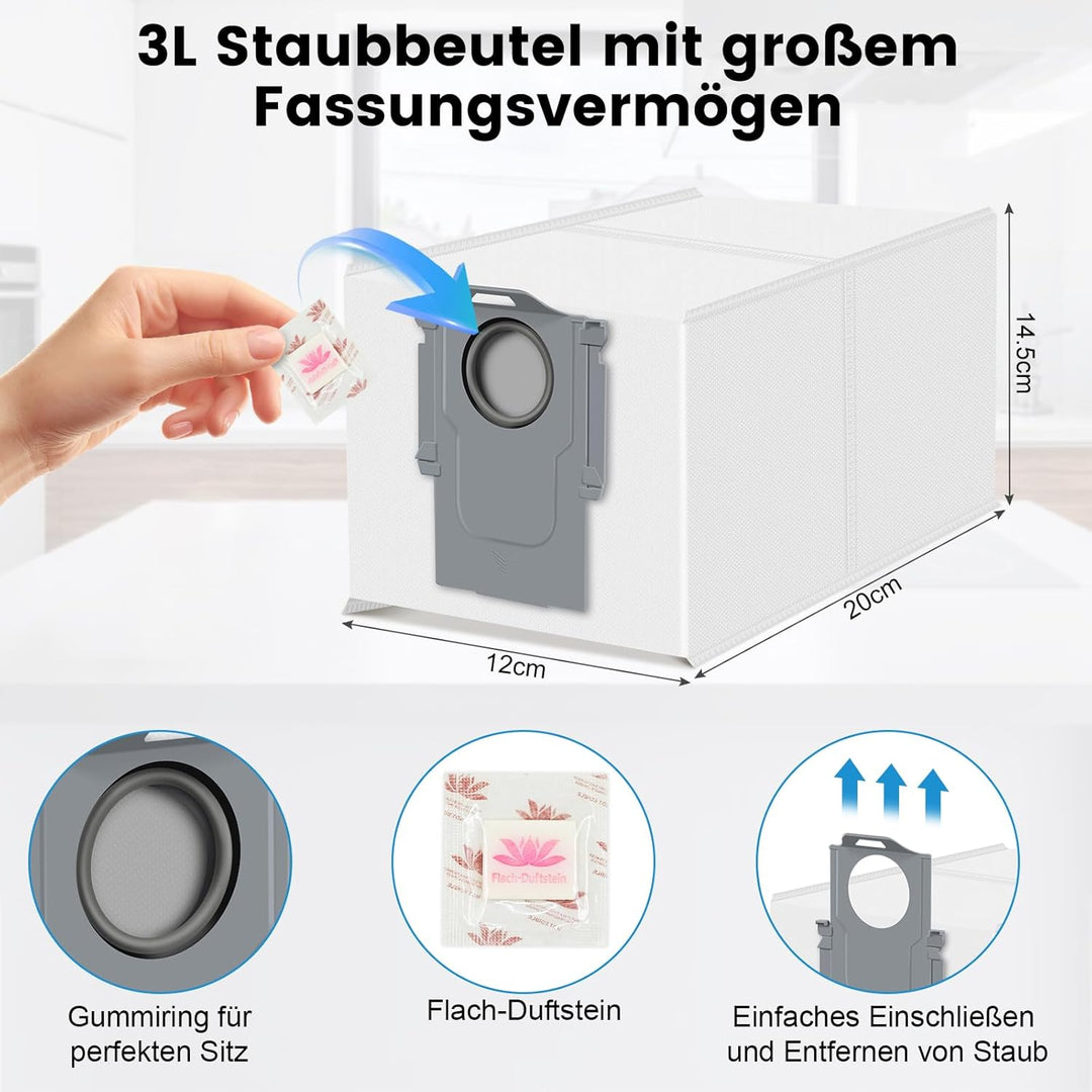 36 Stück Zubehör für Roborock Saros 10 Saugroboter, Ersatzteil Set | 4 Hauptbürsten, 4 Filter, 4 Hal